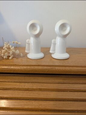 Vintage White Ceramic Candlestick Telephone Salt and Pepper Shakers Set